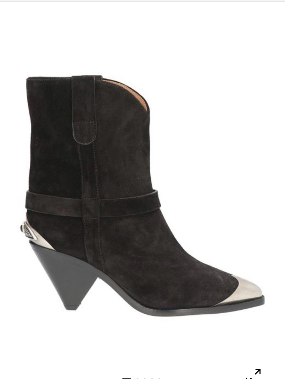 Isabel Marant Lamsy Black Suede Silver Metal Toe Boots - Picture 3 of 6